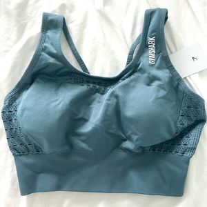 Gymshark Energy Seamless Crop Top in Blue Stone Size Medium New With Tags